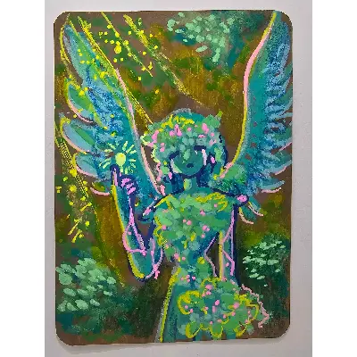 Overgrown Statue aceo art card thumbnail 2