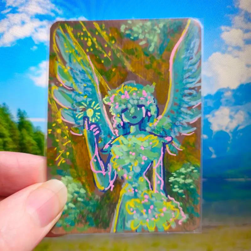 Overgrown Statue aceo art card