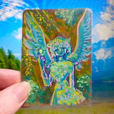 Overgrown Statue aceo art card thumbnail 1