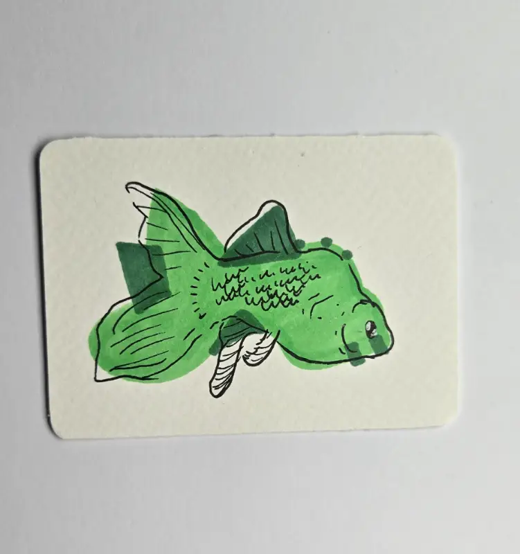 Flowy Goldfish - Blob Shape Series 4/4 aceo art card