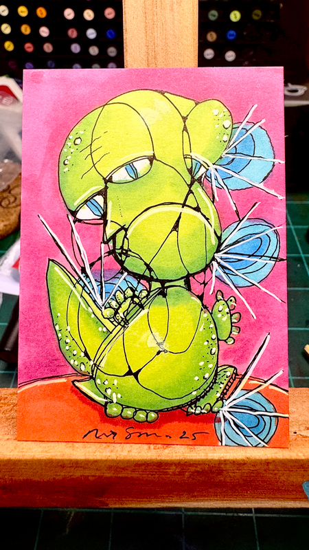 Dino-Buddy aceo art card