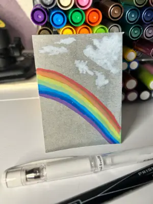 Always Optimistic - Rainbow and Clouds ACEO Original aceo art card thumbnail 3