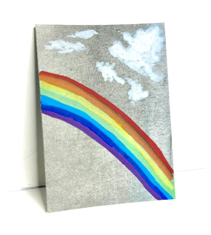 Always Optimistic - Rainbow and Clouds ACEO Original aceo art card