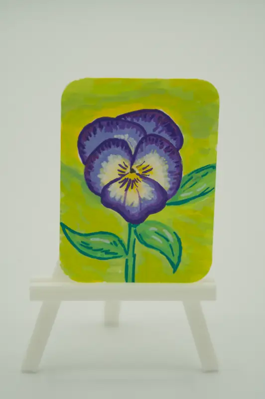 Purple Pansy aceo art card