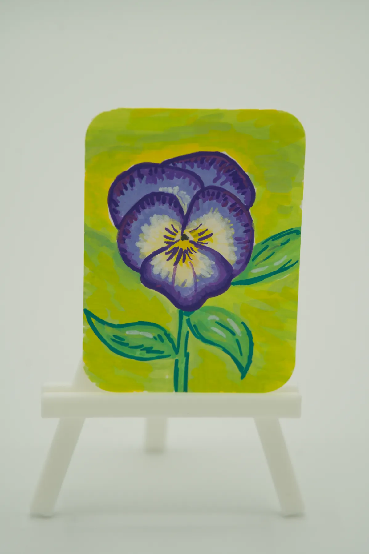 Purple Pansy aceo art card