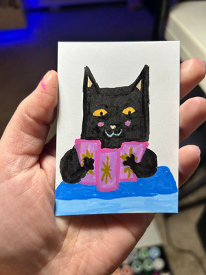 Tarot Cat aceo art card thumbnail 1