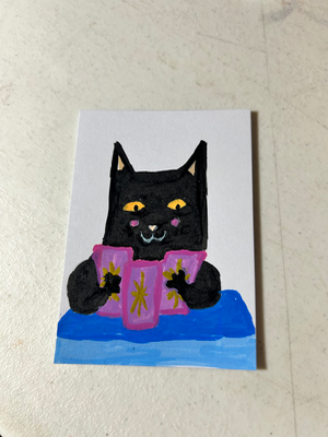 Tarot Cat aceo art card thumbnail 2