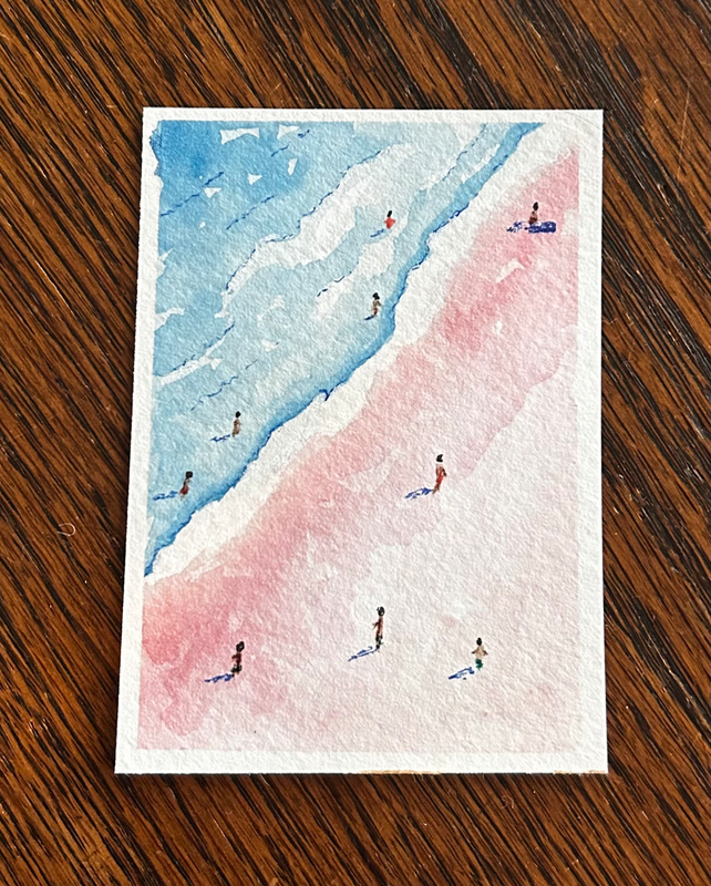 Day at the Beach aceo art card