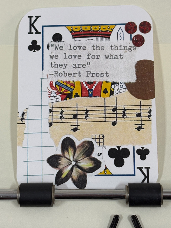Flower violet Robert frost quote collage my Mazerzine aceo art card