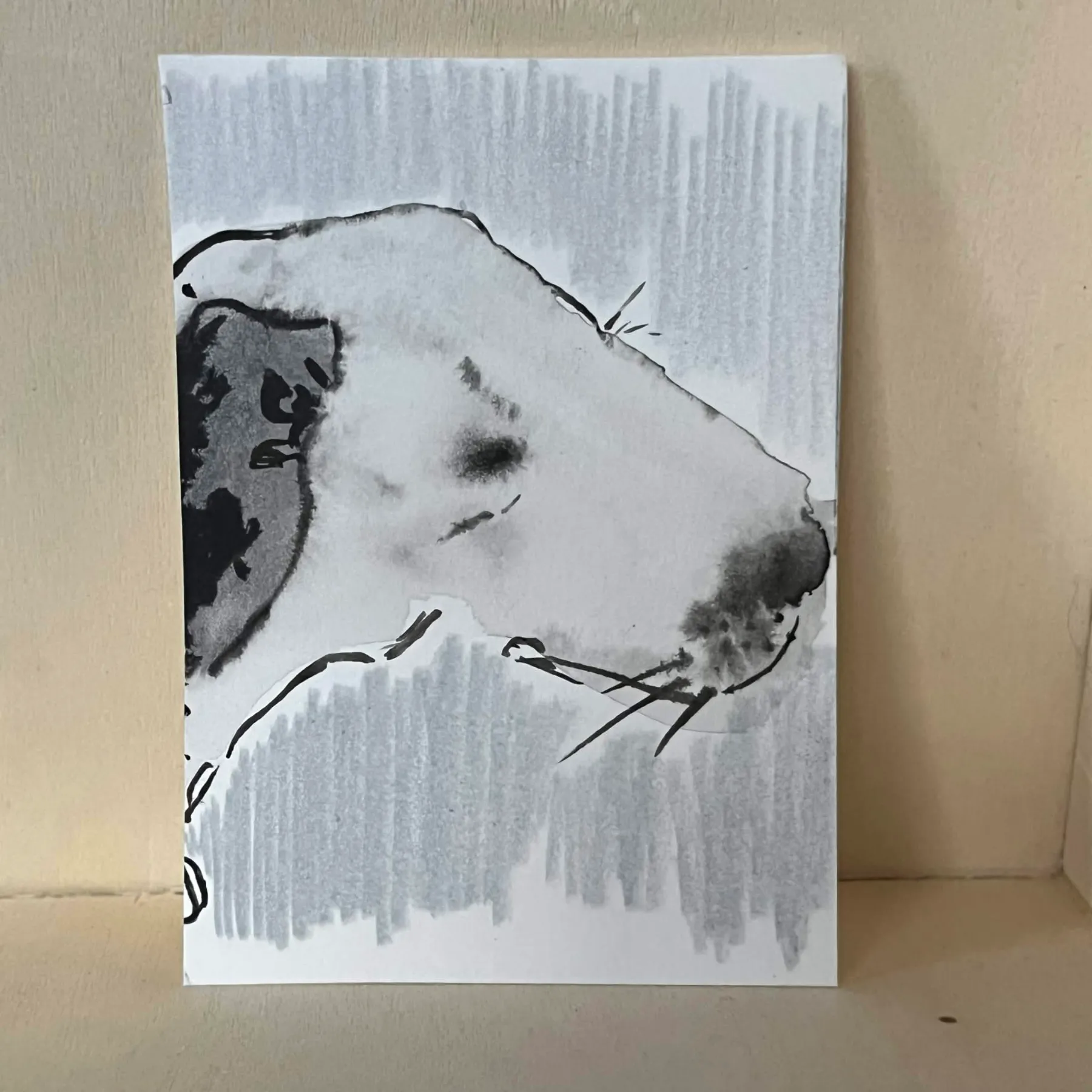 dalmatian watercolor painting aceo art card