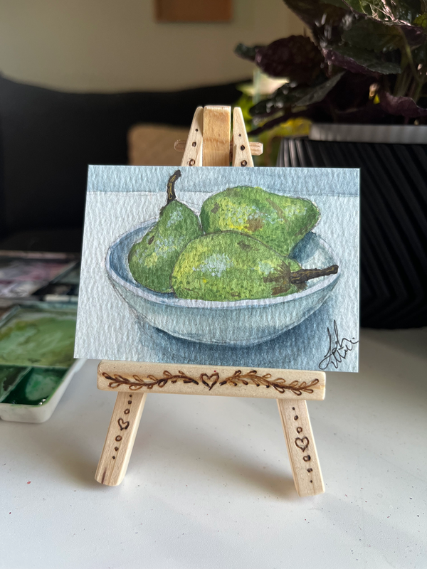 3 Pears and a Bowl aceo art card