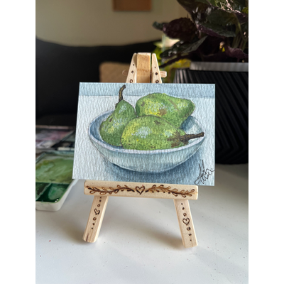 3 Pears and a Bowl aceo art card thumbnail 1