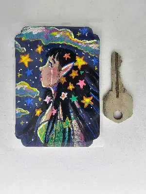 Wishing on Rainbow Stars aceo art card thumbnail 2