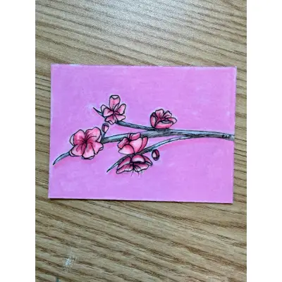 Apple Blossom Branch aceo art card thumbnail 1