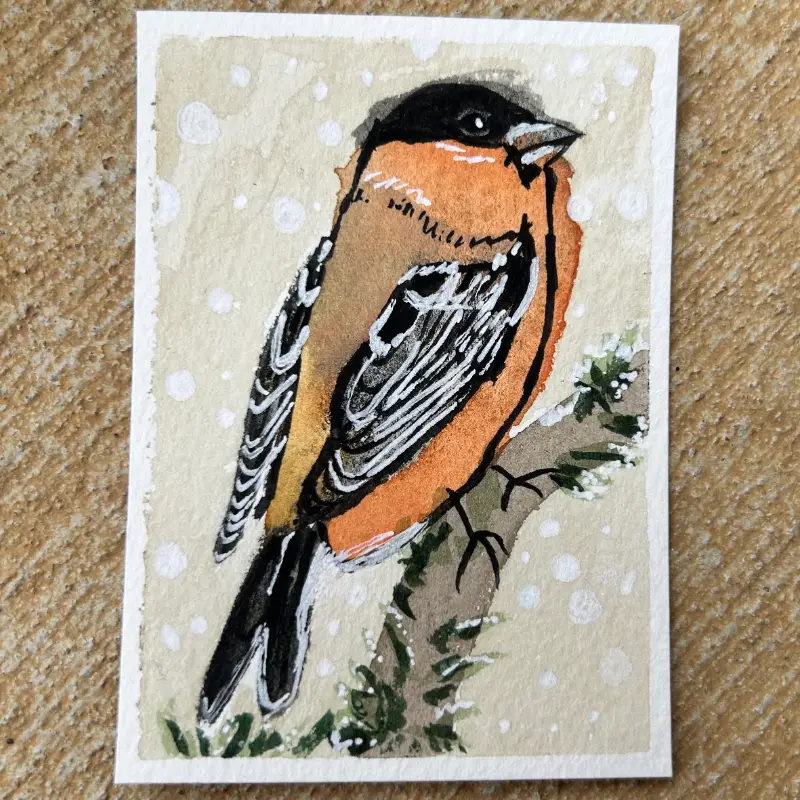 Winter Whistles aceo art card