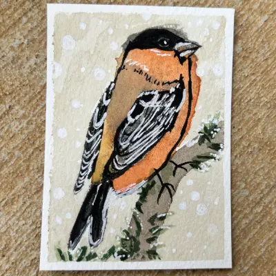 Winter Whistles aceo art card thumbnail 1