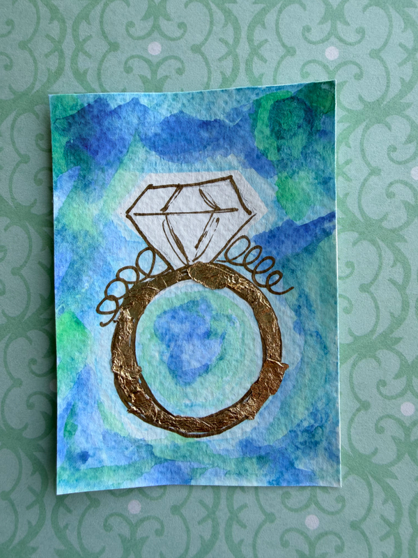 Sea Glass Blue Diamond aceo art card