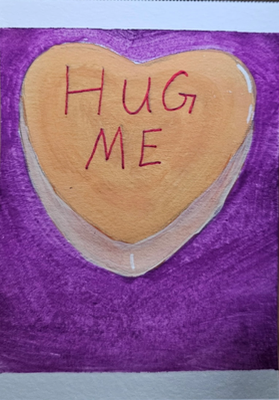 Orange Candy Heart aceo art card thumbnail 2