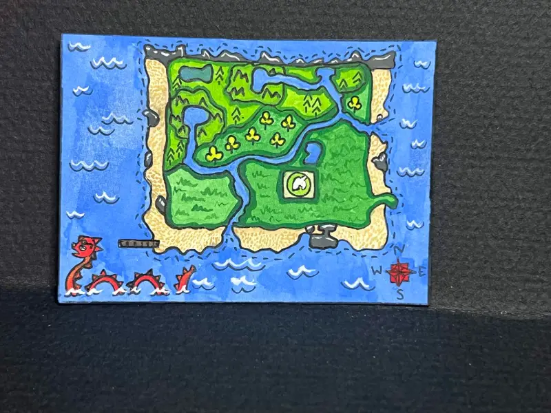 Crossed Animal Island aceo art card