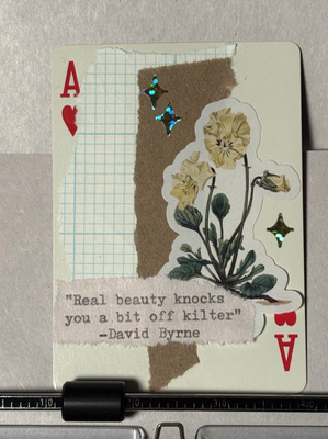 Floral Quote Card #333 by Mazerzine David Byrne Talkig heads aceo art card thumbnail 1