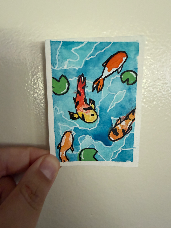 Koi Fish Pond aceo art card