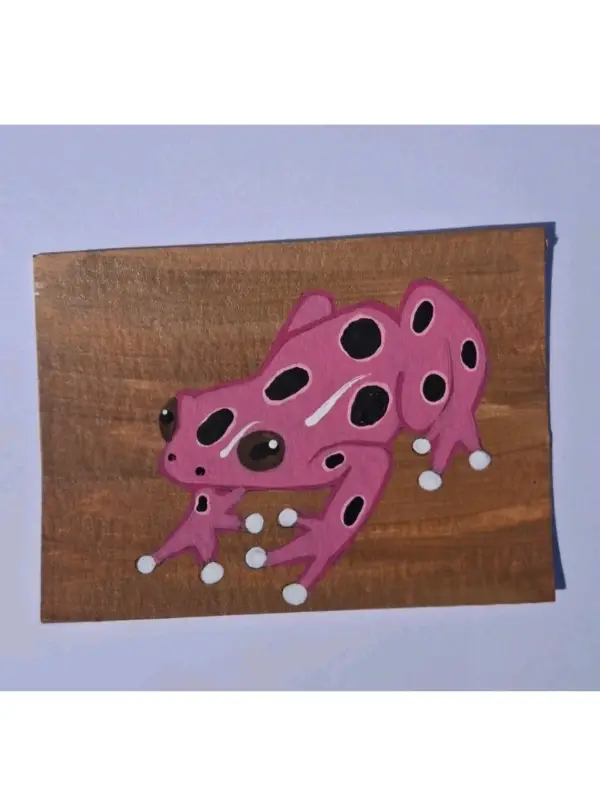 Pink Dart Frog aceo art card
