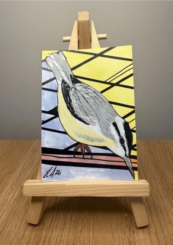 Nuthatch Original ACEO by Lyndsay Aznaurov aceo art card