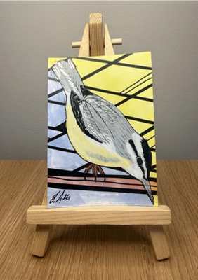 Nuthatch Original ACEO by Lyndsay Aznaurov aceo art card thumbnail 1