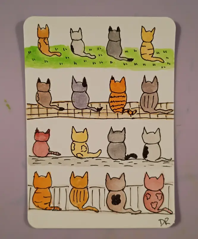Cats Cat Cats aceo art card