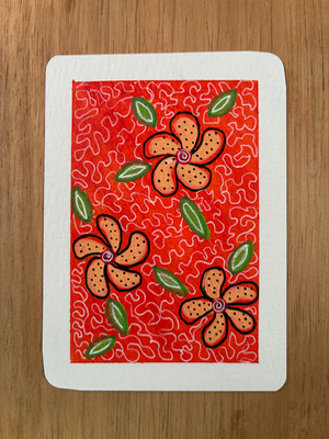 Flower Fun aceo art card thumbnail 2