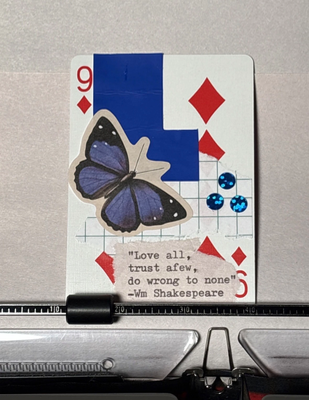 Butterfly Quote Card #98 by Mazerzine blue William Shakespeare collage aceo art card thumbnail 1
