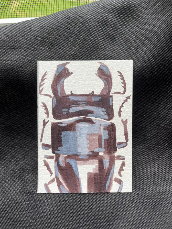 ACEO Stag Beetle Watercolor by MthrBored Artist Artwork Trading Card aceo art card