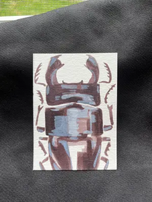 ACEO Stag Beetle Watercolor by MthrBored Artist Artwork Trading Card aceo art card thumbnail 1