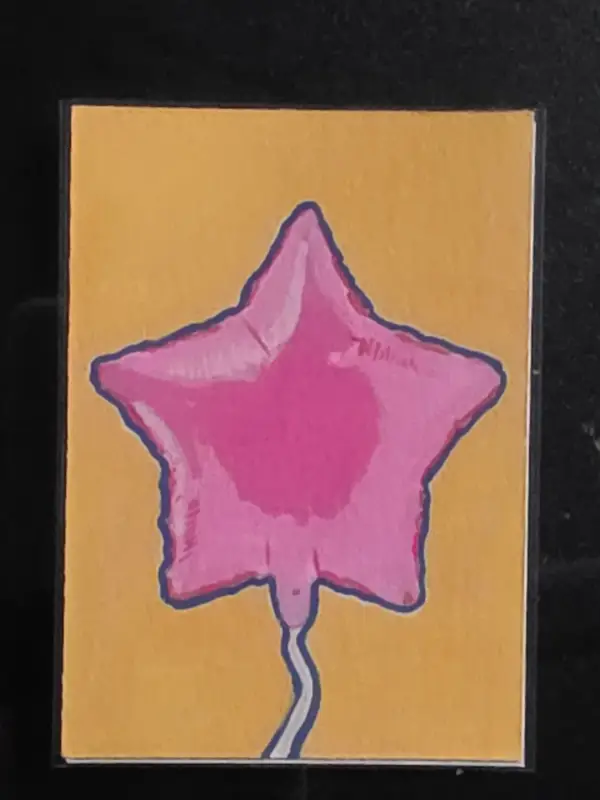 Pink star balloon aceo art card