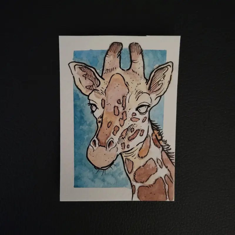 Giraffe aceo art card