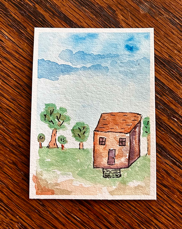 Cabin aceo art card