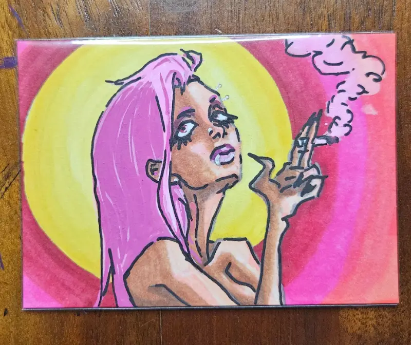 Girl Dinner aceo art card