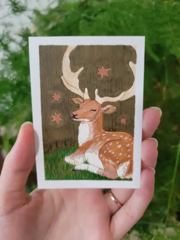 Fallow Deer aceo art card