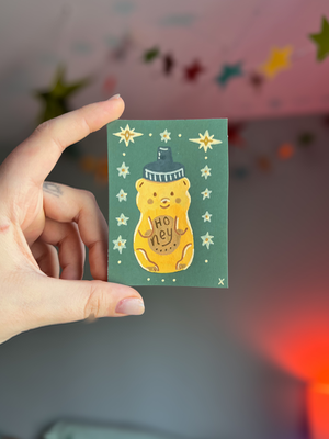Honey Bear aceo art card thumbnail 1