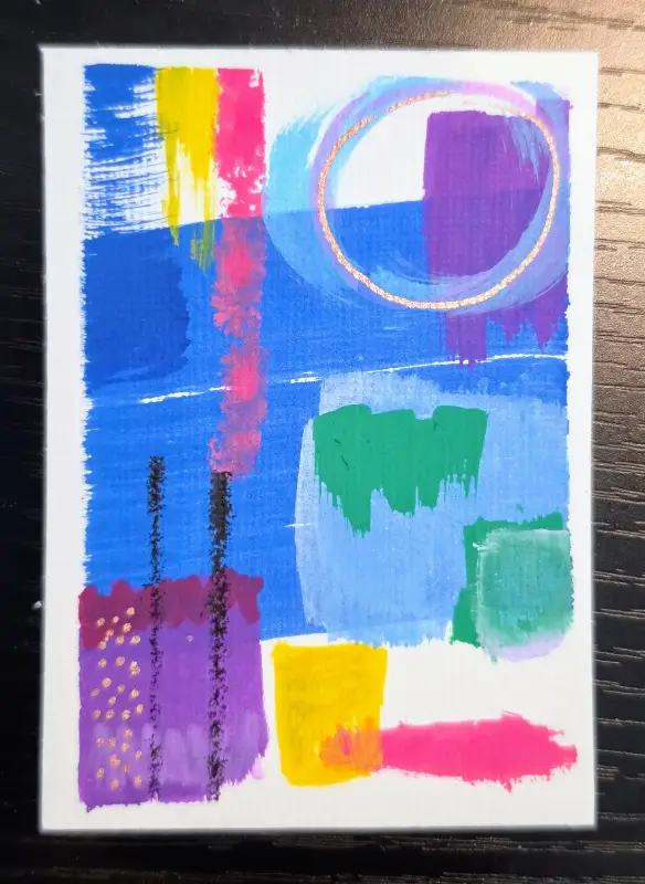 ACEO Abstract Original Painting Artist Trading Card Handmade 2.5”x3.5” Mini Art aceo art card