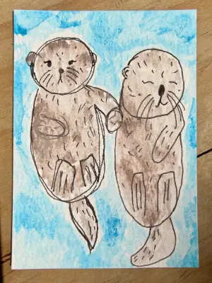 Hold My Paw | Original Mini Painting aceo art card thumbnail 3