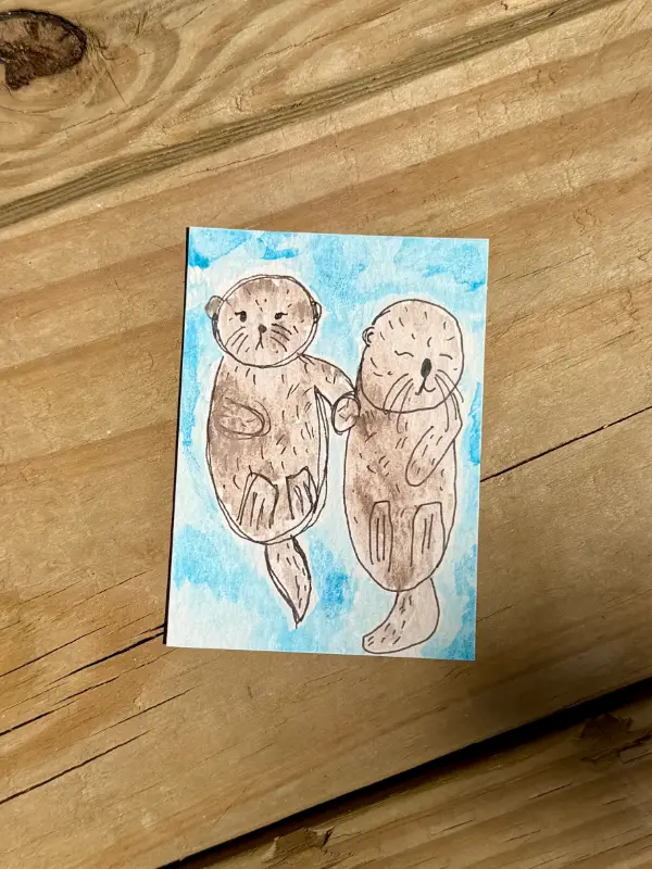 Hold My Paw | Original Mini Painting aceo art card