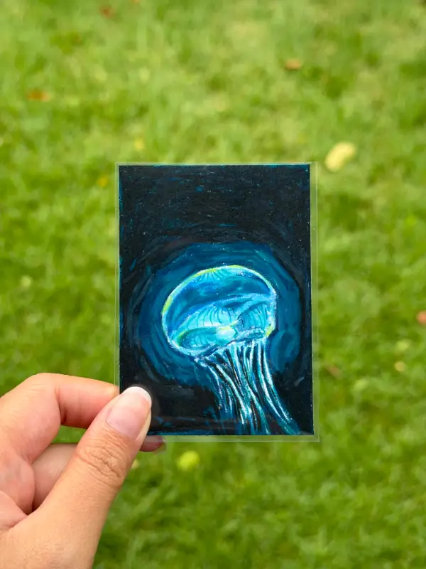 Glowing Jellyfish aceo art card