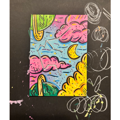 Aquarius Constellation| Astrology aceo art card thumbnail 1