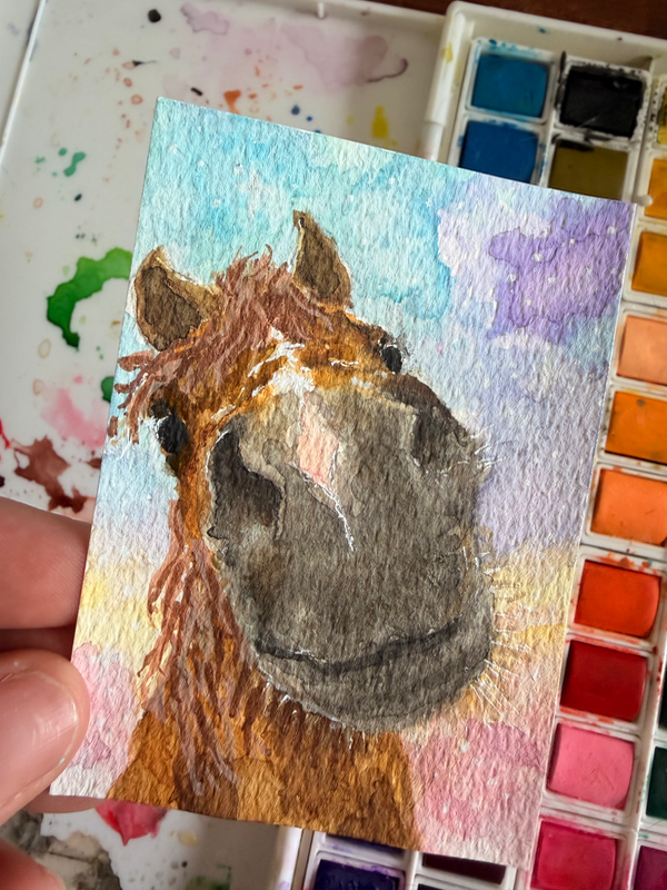 Horse Boop aceo art card
