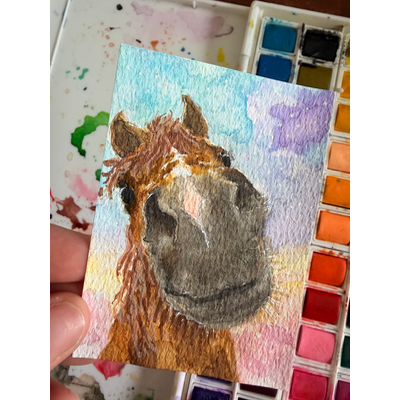 Horse Boop aceo art card thumbnail 1