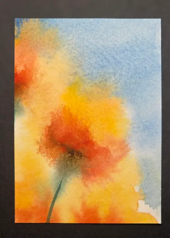 Abstract Poppy aceo art card