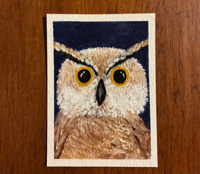 Midnight Owl aceo art card thumbnail 2