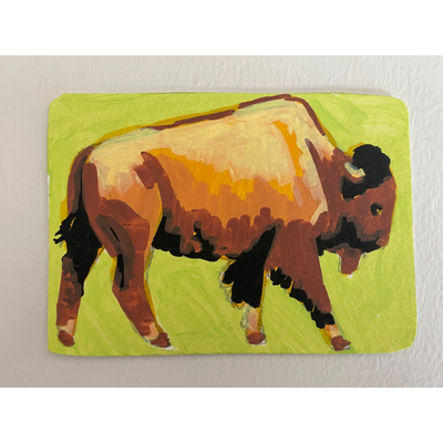 Megafauna Buffalo - wildlife portrait by Norah Mae aceo art card thumbnail 1