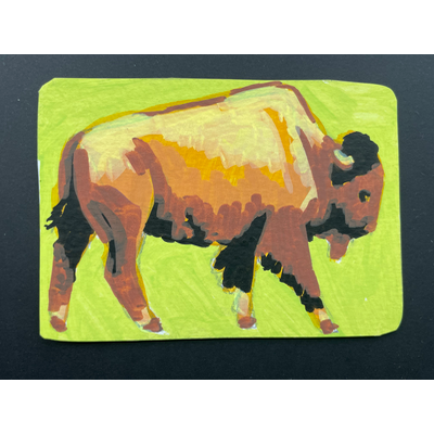 Megafauna Buffalo - wildlife portrait by Norah Mae aceo art card thumbnail 3